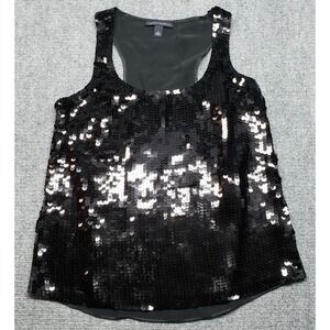 Banana Republic Blouse Tank Womens S Black Scoop Neck Sequins Polyester Silk